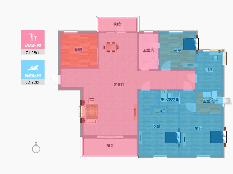 江苏省-南京市-金象朗诗红树林10幢142m²-113.21-户型库-动静分区