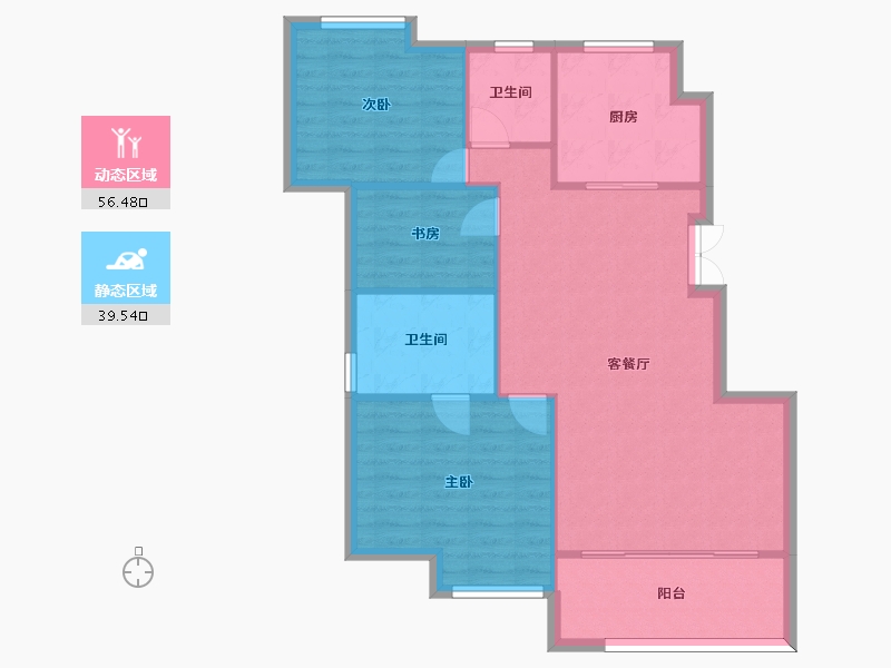 江苏省-南京市-融侨观邸59幢,66幢A1户型110m²-87.99-户型库-动静分区