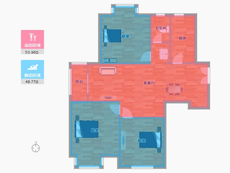 江苏省-南京市-北外滩水城C114m²-90.99-户型库-动静分区