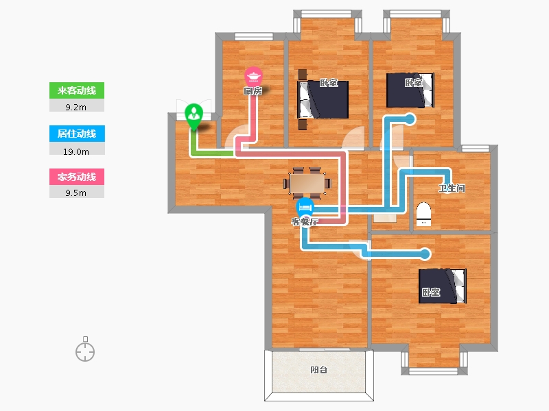 江苏省-南京市-北外滩水城02幢,04幢B111m²-88.99-户型库-动静线