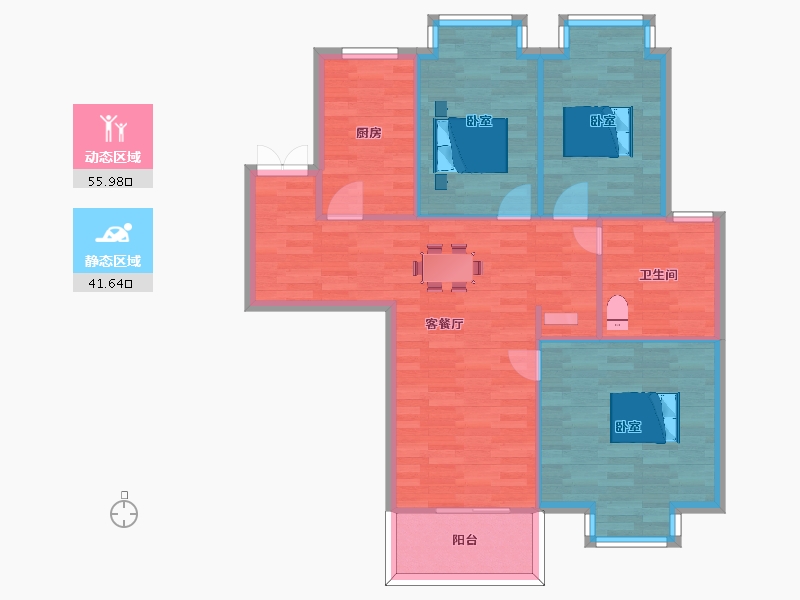 江苏省-南京市-北外滩水城02幢,04幢B111m²-88.99-户型库-动静分区