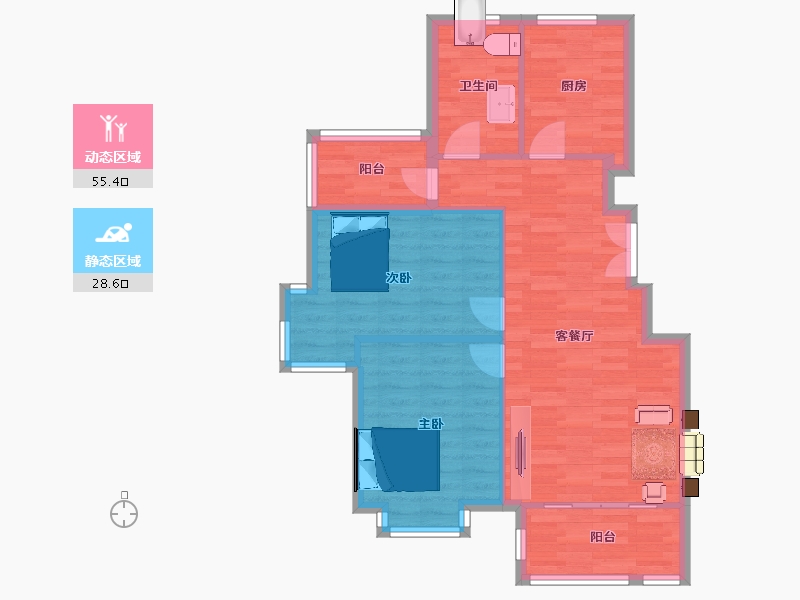 江苏省-南京市-通宇林景尊园04幢95m²-75.99-户型库-动静分区