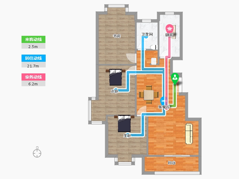 江苏省-南京市-通宇林景尊园01幢,03幢,08幢108m²-85.99-户型库-动静线