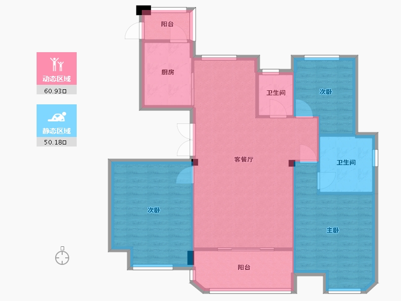 江苏省-南京市-明发香山郡15号楼,17号楼,21号E户型128m²-101.92-户型库-动静分区