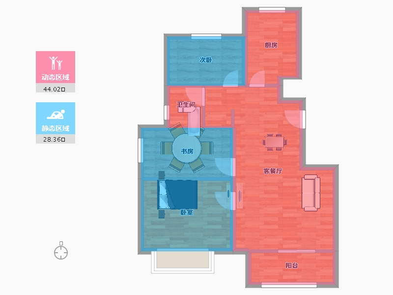 江苏省-南京市-江山荟04幢A1户型81m²-67.54-户型库-动静分区