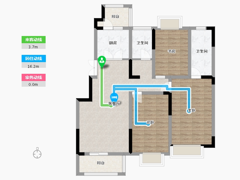 江苏省-南京市-通宇林景蘭园6,5户型单页E120m²-96.01-户型库-动静线