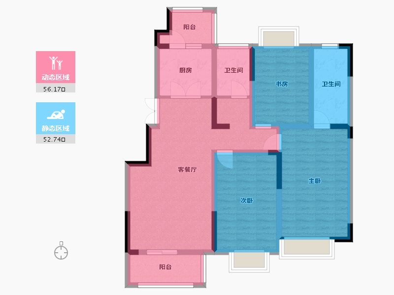 江苏省-南京市-通宇林景蘭园6,5户型单页E120m²-96.01-户型库-动静分区