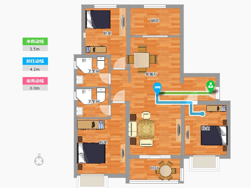 江苏省-南京市-中海原山中海原山2幢B1户型107m²-85.00-户型库-动静线