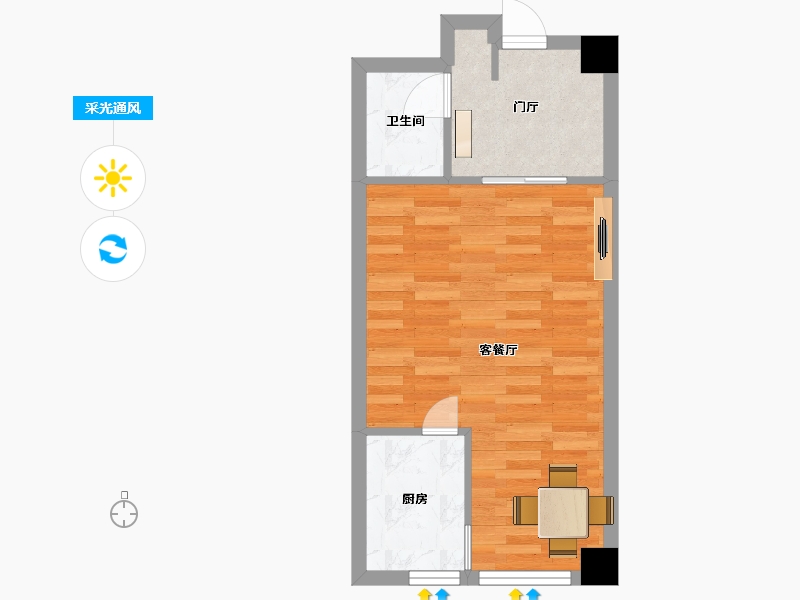 江苏省-南京市-江畔国际33幢47㎡户型-37.65-户型库-采光通风