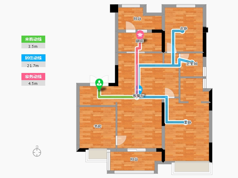 四川省-成都市-领地天府兰台三期1，2，3号楼C户型121m²-97.09-户型库-动静线