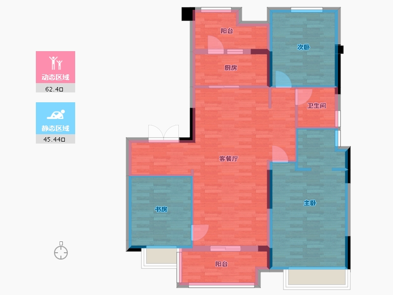 四川省-成都市-领地天府兰台三期1，2，3号楼C户型121m²-97.09-户型库-动静分区