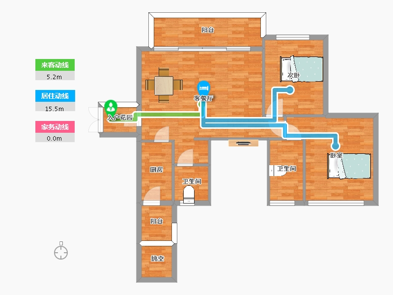 四川省-成都市-青禾名都C2户型102m²-82.74-户型库-动静线