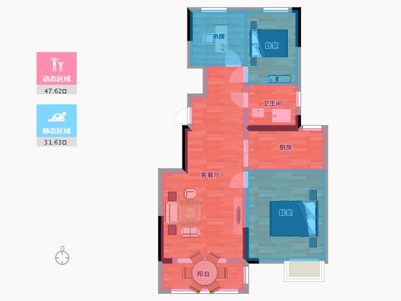 江苏省-南京市-中建国熙公馆11幢,8幢89㎡户型-71.00-户型库-动静分区