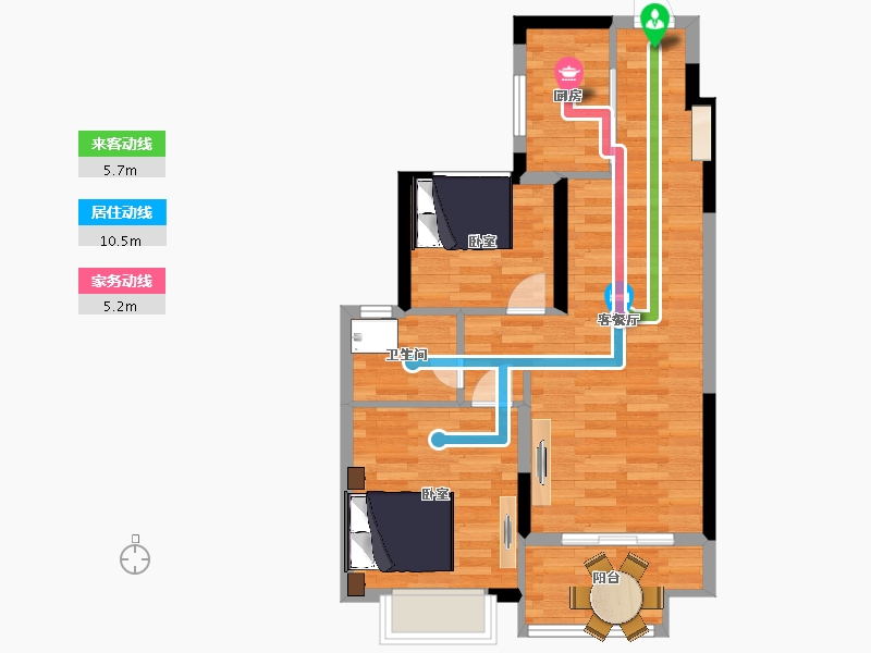 江苏省-南京市-悦江府7幢,1幢,4幢75m²-59.92-户型库-动静线