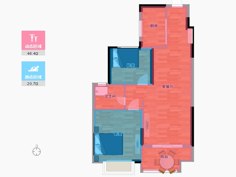 江苏省-南京市-悦江府7幢,1幢,4幢75m²-59.92-户型库-动静分区