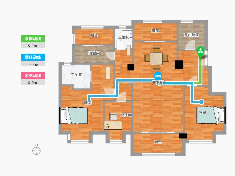 江苏省-南京市-印悦府印悦府11幢,12幢,10幢B1户型131m²-104.96-户型库-动静线