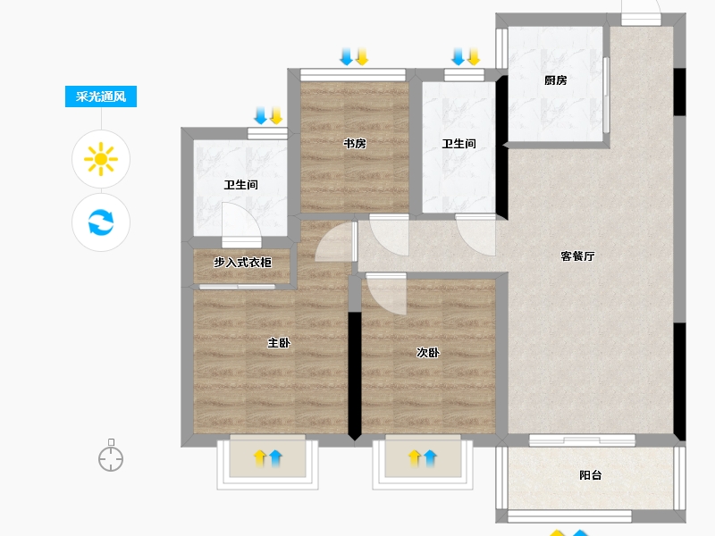 浙江省-杭州市-御清城-67.24-户型库-采光通风