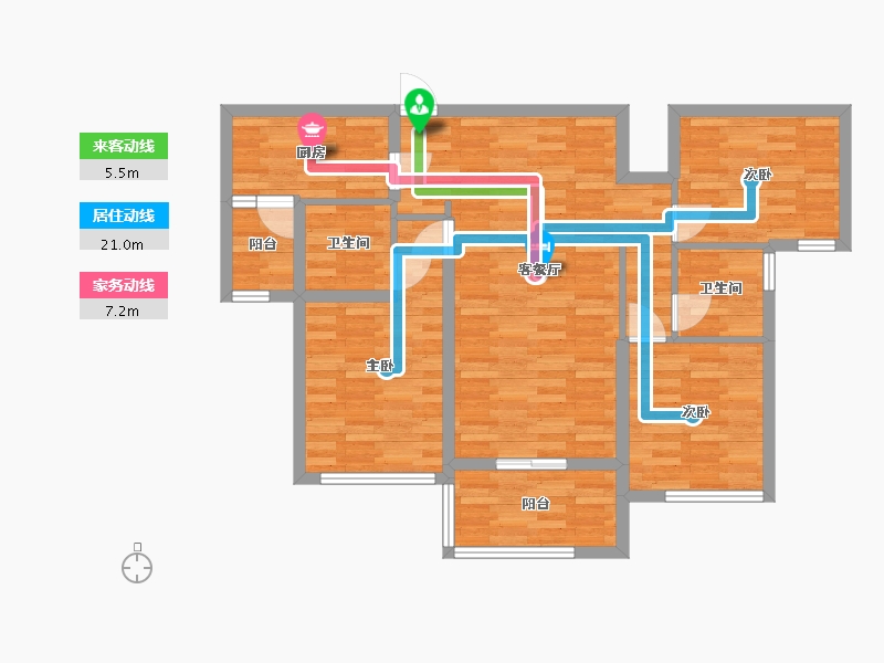 四川省-成都市-保利堂悦府7号楼,8号楼C户型103m²-83.51-户型库-动静线