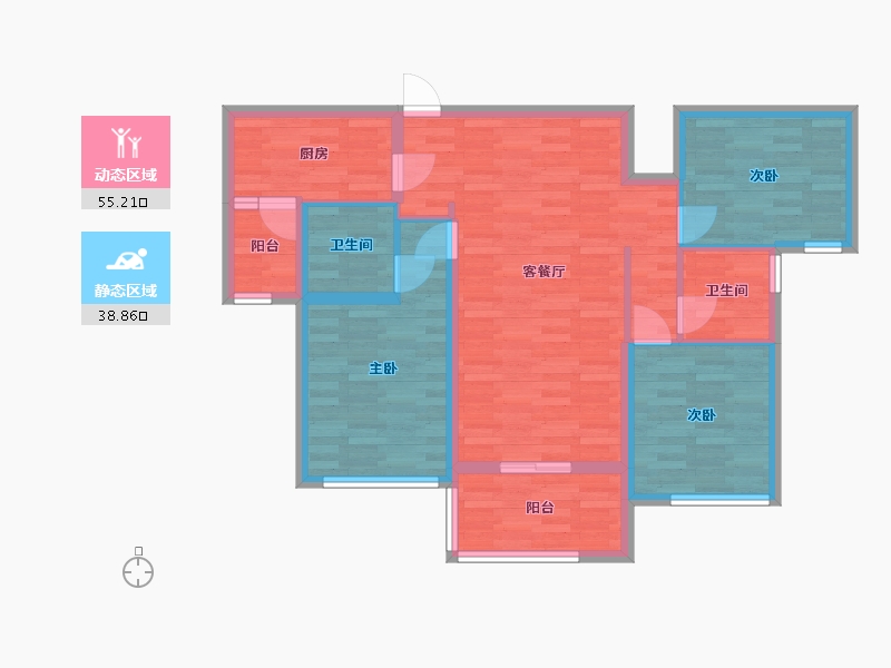 四川省-成都市-保利堂悦府7号楼,8号楼C户型103m²-83.51-户型库-动静分区