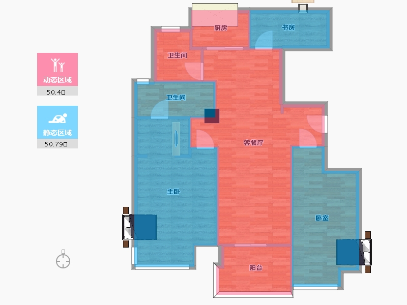 江苏省-南京市-银城颐居悦见山4幢B户型115m²-91.96-户型库-动静分区