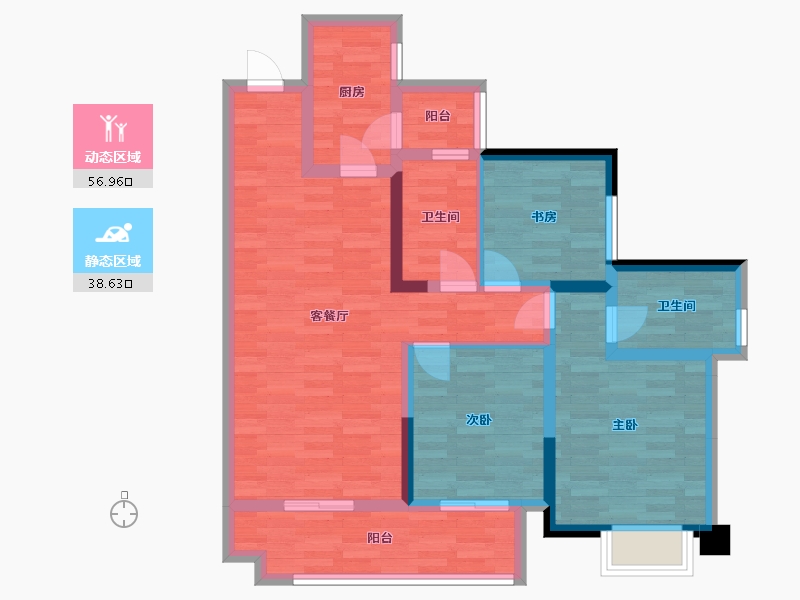 四川省-成都市-世茂璀璨里3号楼A户型105m²-84.01-户型库-动静分区