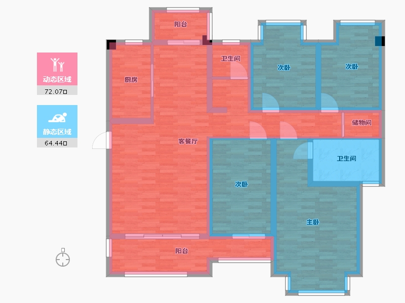 四川省-成都市-伊顿小镇A1户型140m²-115.84-户型库-动静分区