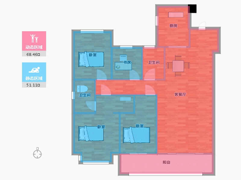 江苏省-南京市-金樾府（新城金陵樾8幢，）137㎡-109.00-户型库-动静分区