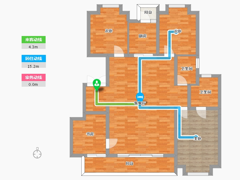 四川省-成都市-天府金茂悦7号楼135m²-105.45-户型库-动静线