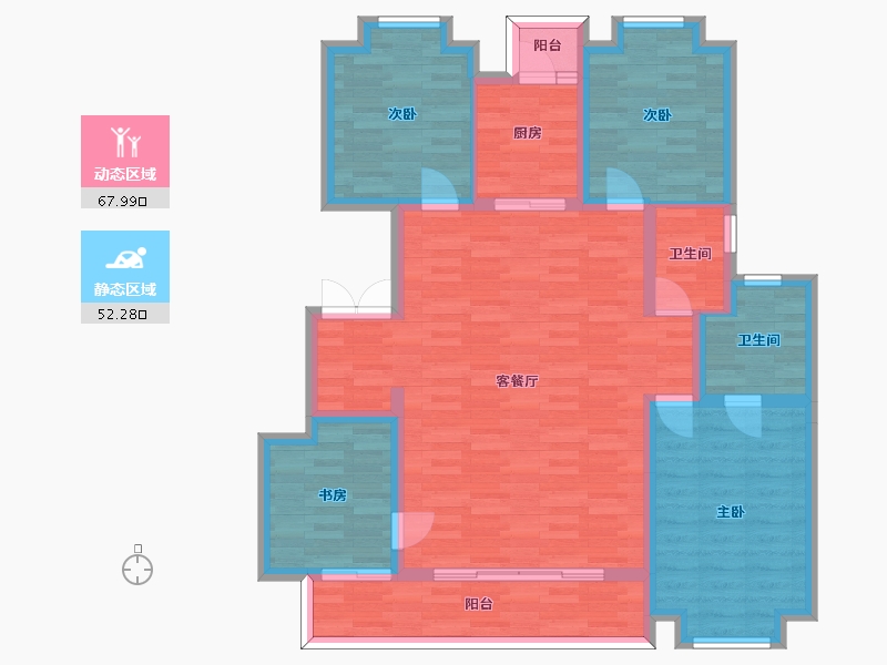 四川省-成都市-天府金茂悦7号楼135m²-105.45-户型库-动静分区