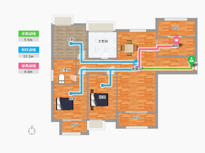 四川省-成都市-成金金语湾10号楼A1户型141m²-114.99-户型库-动静线