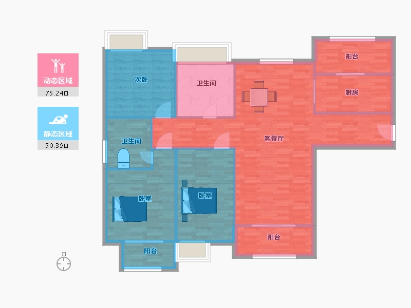 四川省-成都市-成金金语湾10号楼A1户型141m²-114.99-户型库-动静分区