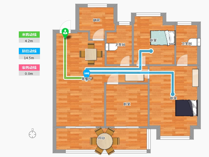 江苏省-南京市-弘阳尚上悦苑1幢B户型101m²-80.99-户型库-动静线