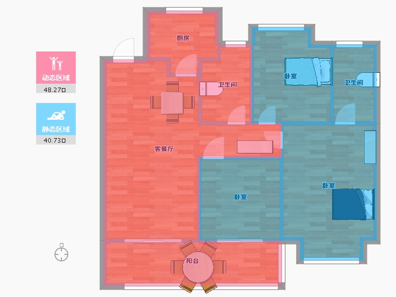 江苏省-南京市-弘阳尚上悦苑1幢B户型101m²-80.99-户型库-动静分区