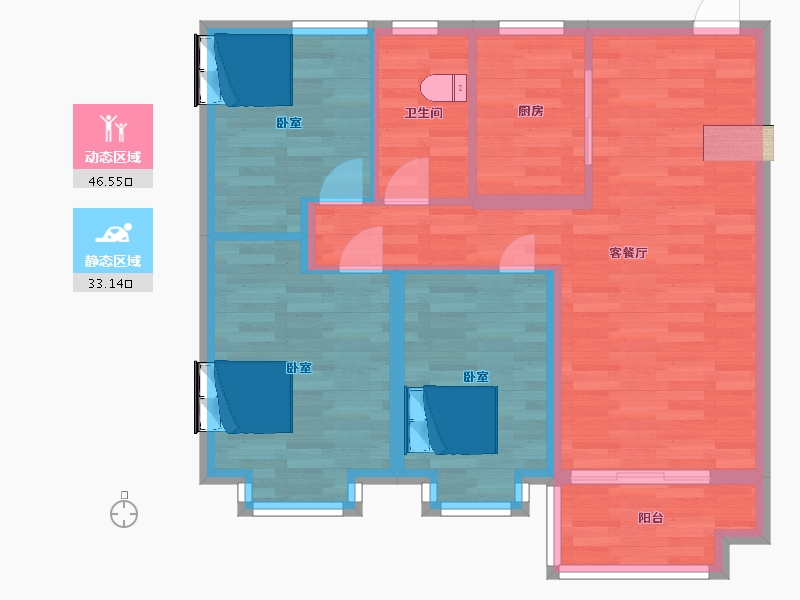 江苏省-南京市-水沐云筑3幢,A-1幢,A-4幢A户型89m²-71.00-户型库-动静分区