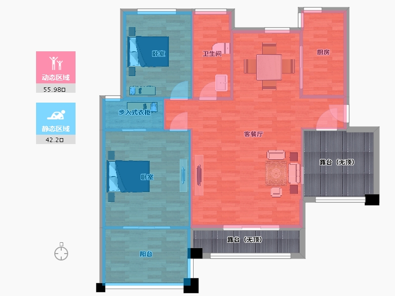 江苏省-南京市-北江锦城Hb2-5户101m²-103.06-户型库-动静分区