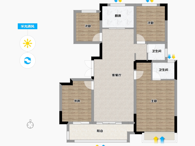 安徽省-六安市-吾悦广场-110.00-户型库-采光通风