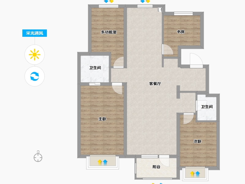 河北省-廊坊市-空港新都孔雀城-101.37-户型库-采光通风