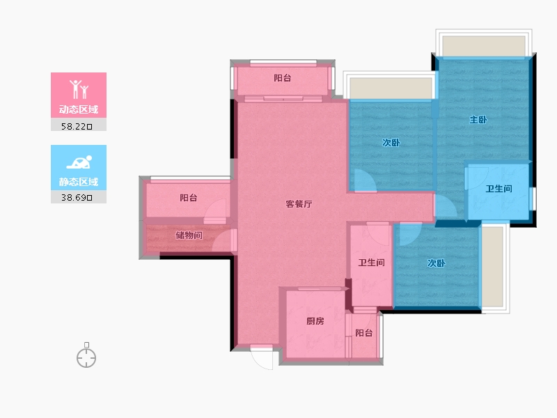 四川省-宜宾市-蓝广河畔-86.24-户型库-动静分区