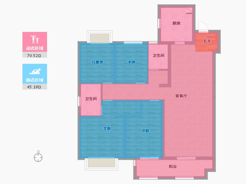 江苏省-淮安市-新城尚隽花园-102.85-户型库-动静分区