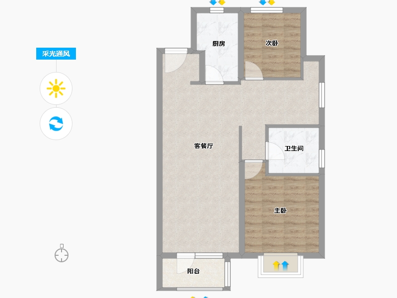 河北省-廊坊市-空港新都孔雀城-68.30-户型库-采光通风