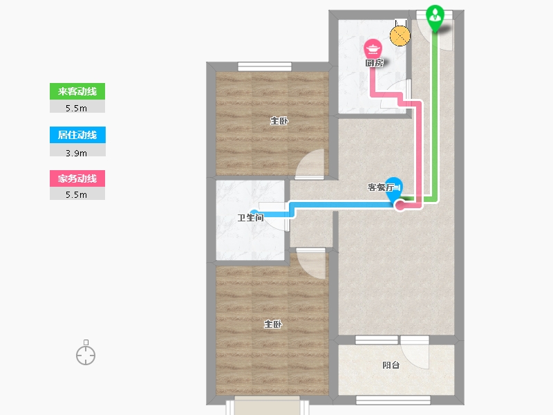 河北省-廊坊市-空港新都孔雀城-57.65-户型库-动静线