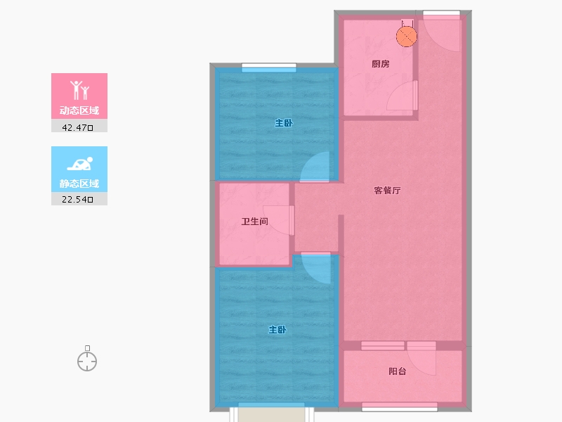 河北省-廊坊市-空港新都孔雀城-57.65-户型库-动静分区