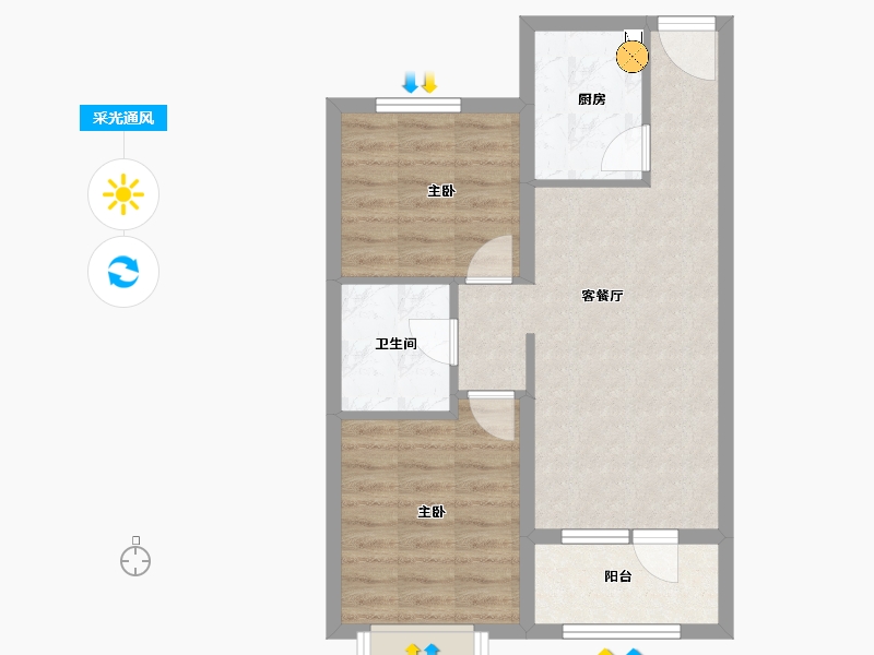 河北省-廊坊市-空港新都孔雀城-57.65-户型库-采光通风