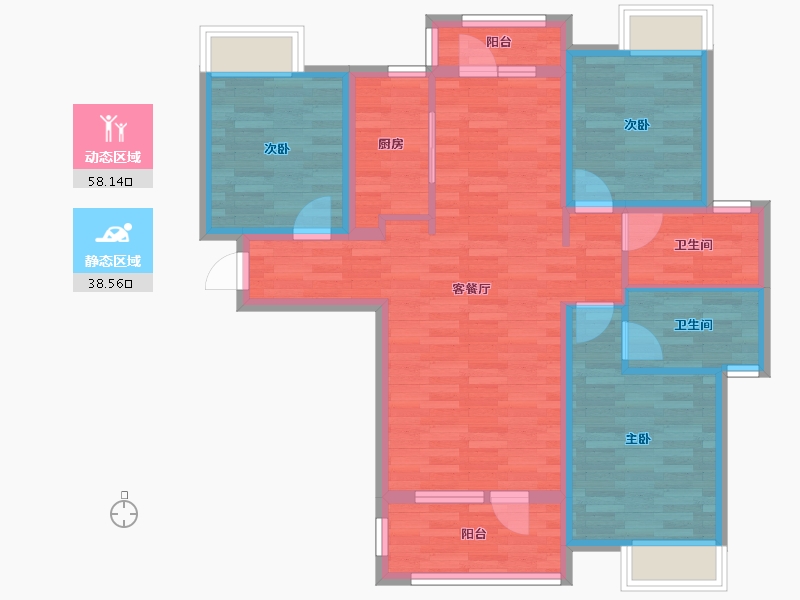 湖北省-武汉市-金地悦江时代-85.33-户型库-动静分区