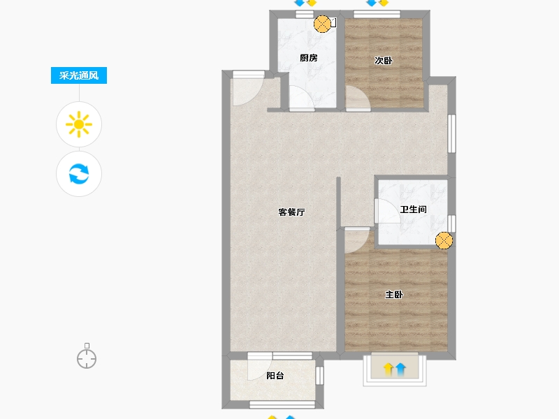 河北省-廊坊市-空港新都孔雀城-68.15-户型库-采光通风