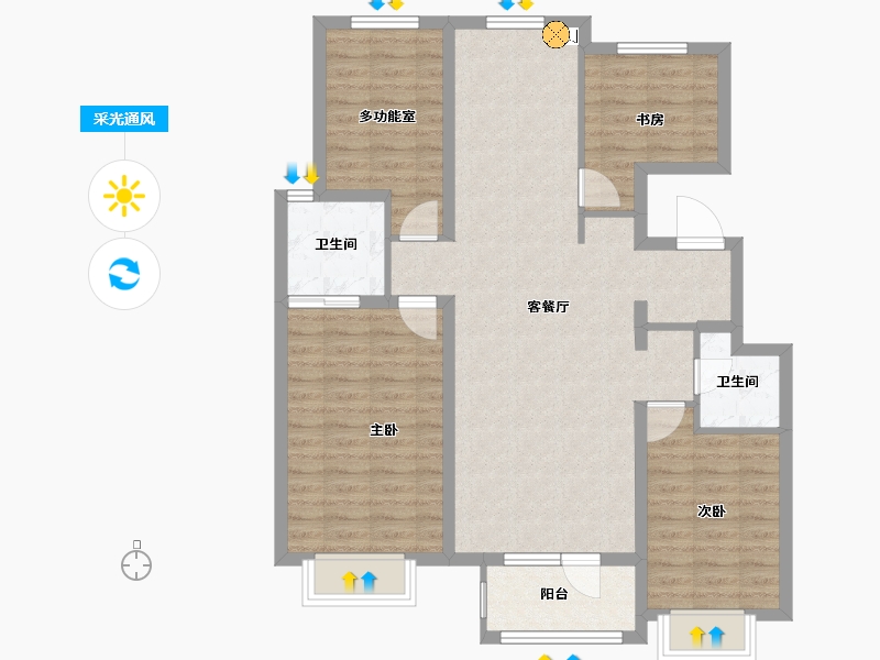 河北省-廊坊市-空港新都孔雀城-98.34-户型库-采光通风