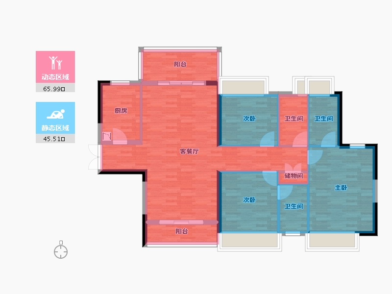 湖南省-长沙市-宁邦广场-100.48-户型库-动静分区