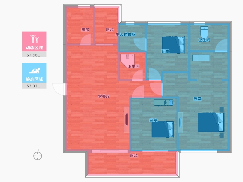 四川省-成都市-金山郡A户型110m²-105.88-户型库-动静分区