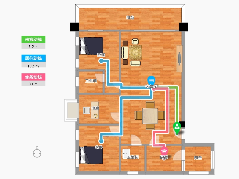 四川省-成都市-鹤鸣青云墅20号楼,22号楼118m²-94.75-户型库-动静线