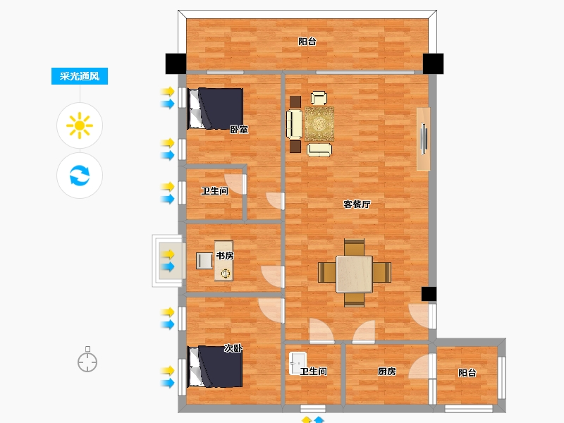 四川省-成都市-鹤鸣青云墅20号楼,22号楼118m²-94.75-户型库-采光通风